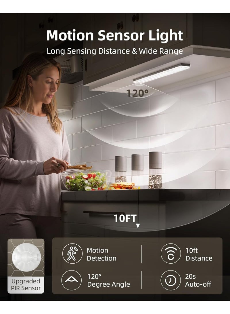 EZVALO 6-Pack LED Motion Sensor Light, Rechargeable Under Cabinet Lights with Remote Control, Magnetic Wireless Closet Light, Dimmable Warm & Cool White - Image 2